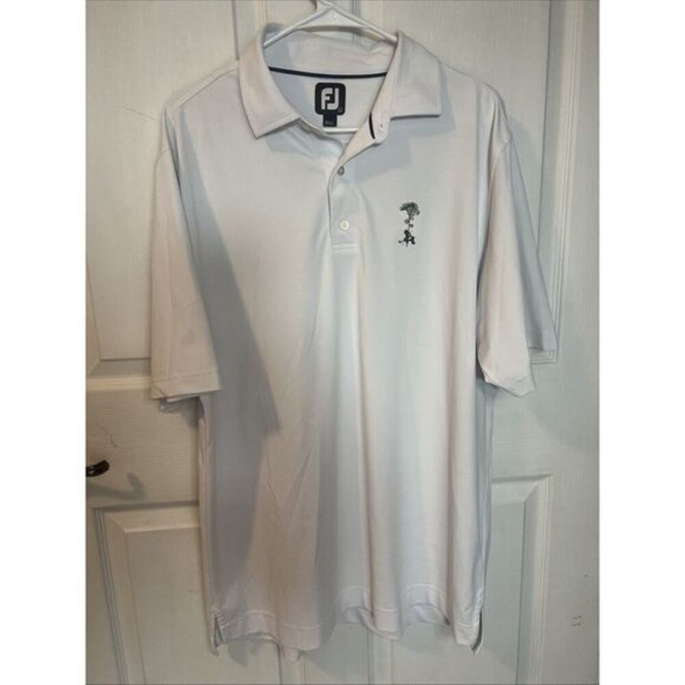 Footjoy FJ Polo Shirt Mens Large White Lightweight Golf Golfer Casual Adult